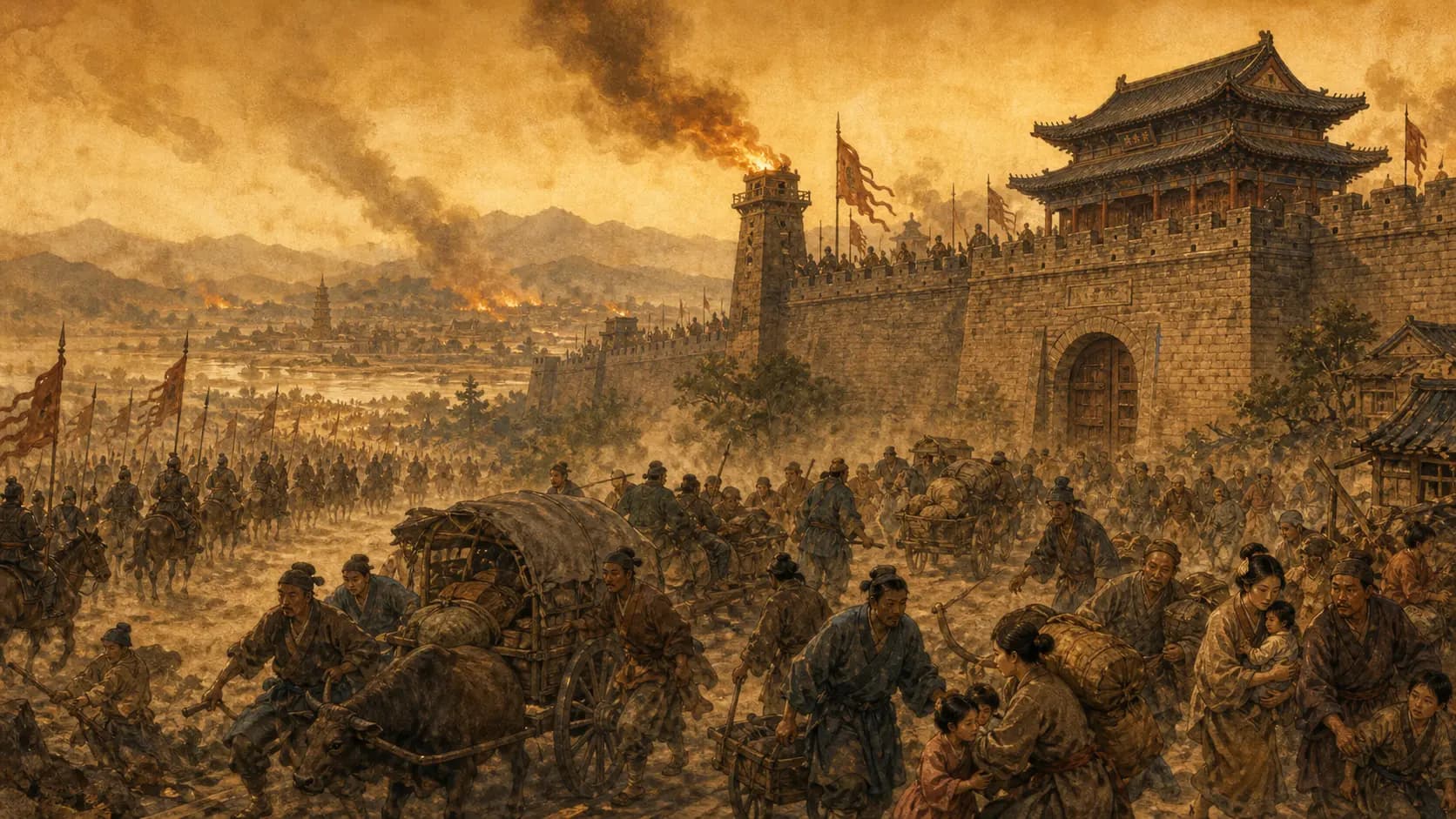 安史之乱唐代边关与城池历史插画