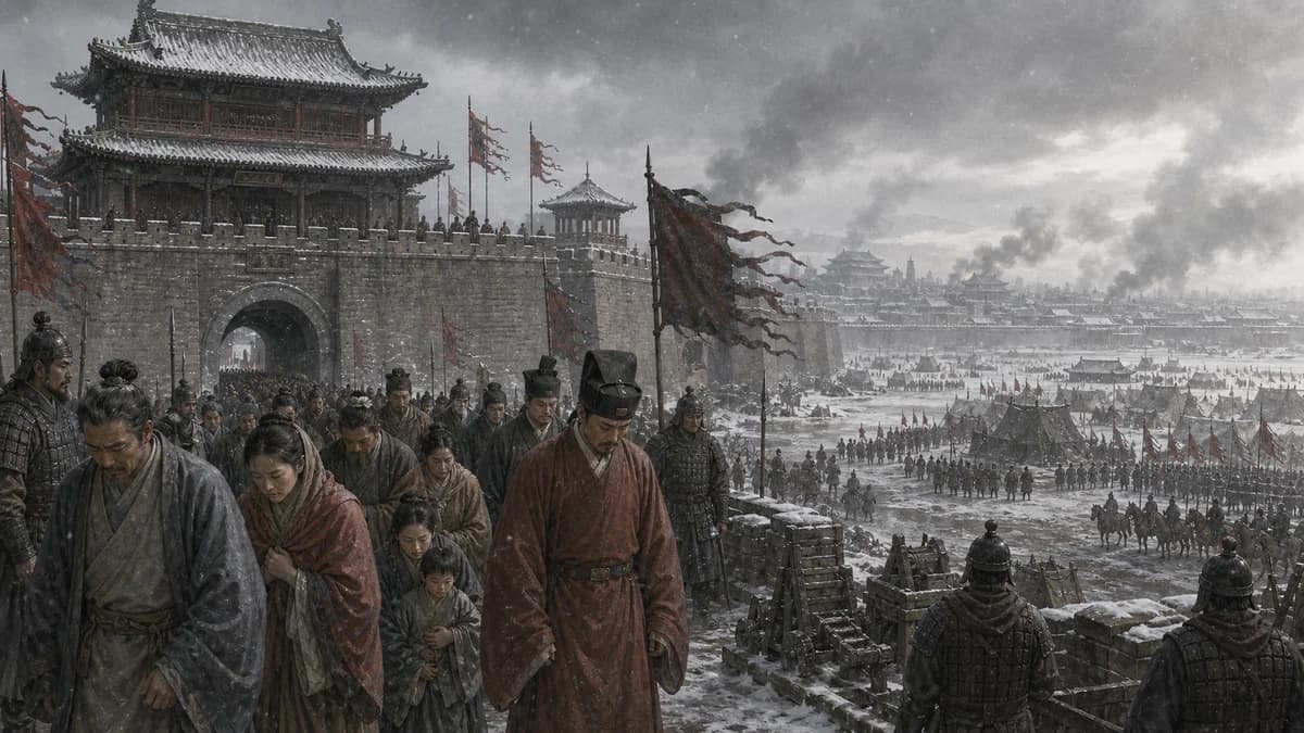 靖康之变中北宋都城受围的历史插画