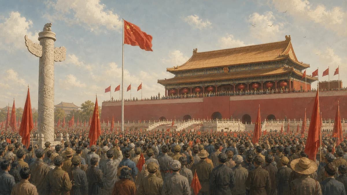 中华人民共和国成立典礼氛围插画