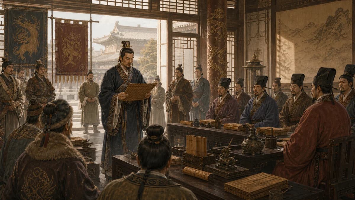北魏孝文帝改革朝堂与族群融合插画